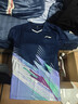 李宁T恤短裤套装男女同款速干凉爽比赛服AATT021 深航舰蓝-1 L 实拍图
