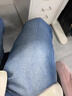 范思蓝恩23FS12436复古做旧高腰阔腿牛仔裤女夏冰氧吧凉感直筒裤 牛仔蓝 L 实拍图