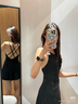 迪卡侬泳衣女连体裙式美背小黑裙遮肚显瘦大码泳装泡温泉2895068 实拍图