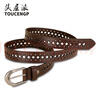 TOUCENGP头层派皮带女真皮头层纯牛皮夏季时尚百搭免打孔腰带女细窄款装饰 深咖啡带身宽1.8cm 115cm 体重135-145/裤码34-35 实拍图