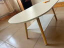 逸朗德茶几家用小户型茶几桌客厅简约沙发边几创意圆形简易置物架小桌子 椭圆双层】100*50*42cm暖白 实拍图