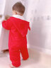 优娜逗婴儿衣服秋冬季加厚连体衣宝宝棉服外套喜庆红色过年新年满月百天 定制-满月送福帽+公仔袜-加厚冬款 52cm 52码适合3-6斤左右 实拍图