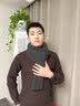 利伯新款高档山羊绒棉青年男士围巾冬季护脖保暖生日礼物送爸爸送男生 酒红色【6111】 尺寸：180X30CM 实拍图