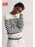 H&M女装毛针织衫春季慵懒风休闲打底衫短款开衫薄款外套0579541 白色/黑色条纹 L 170/104 实拍图