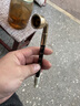 艾宝（abo） 复古传统黄铜旱烟袋锅子老式天然玉石嘴手工实木印花杆老人礼品 总长20cm-A款普通型 实拍图