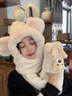 梦多福 小熊帽子围巾一体口罩冬季女骑行手套防寒围脖连帽头套保暖面罩 【米色抱抱熊4件套】帽子口罩围巾手套 新升级【套装更保暖】 实拍图