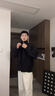 主意范立领飞行夹克外套男女春秋季潮牌cleanfit廓形短款高街棒球服外套 HJ25589黑色（高品质升级版） L 110-125斤 实拍图