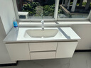 浴美优品实木浴室柜陶瓷一体盆卫生间洗手洗脸盆柜组合洗漱台镜柜奶油风 L16吊柜120cm智能镜子+陶瓷盆 实拍图