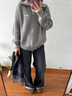 相伊恋人针织衫女秋冬2025新款开衫外套可外穿宽松显瘦拉链毛衣小香风上衣 灰色【韩系复古抗起球】 均码 【适合80-140斤】 实拍图