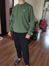 骆驼圆领长袖套头卫衣男时尚宽松薄款休闲运动上衣女 J13CAY6063，湖茶绿，男 L 实拍图