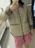 坦博尔羽绒服女短款翻领韩版宽松女士灯芯绒外套TD236266 奶茶棕 155  实拍图