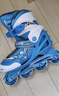 米高轮滑鞋套装儿童溜冰鞋女全套装旱冰鞋男可调直排轮SC0升级款 蓝S 实拍图