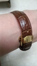 宝灿 真皮手表带男女表带适用于dw天梭浪琴卡西欧阿玛尼天王华为西铁城等通用蝴蝶扣表链 金自动扣-棕色棕线 14mm 实拍图