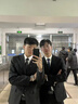 卡度顿西服套装男三件套职业商务小西装正装外套男修身新郎伴结婚礼服 黑色双扣【西服+西裤+衬衫】 XL 【116-126斤】+8件礼品 实拍图