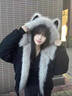 诗丹蕊美式复古座山雕黑色连帽毛领外套女冬季加厚保暖夹克棉服羽棉袄绒 黑色 均码 【可备注码数】 实拍图