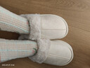 原沐初保暖厚底棉拖鞋女室内外穿棉鞋居家耐磨加厚孕妇月子鞋雪地靴 月牙白 38-39 【适合37-38】 实拍图