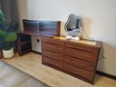 欧吉森实木生态板梳妆台卧室落地电脑桌书桌斗柜妆台一体转角移动化妆桌 胡桃色桌+胡桃色斗柜 1.2桌+1.2斗柜云朵镜+立柜(8斗) 实拍图