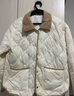 雪中飞轻薄羽绒服女短款新款拼接撞色翻领秋冬菱格衬衫领外套 米白 M (160) 实拍图