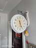 康巴丝（Compas）双面挂钟欧式石英钟挂表客厅餐厅摇摆时钟表摆钟钟表 1062白色 实拍图