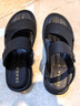 森达凉鞋男夏季牛皮舒适平底休闲沙滩鞋 黑色 41 实拍图