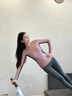 斯泊恩瑜伽服套装女长袖秋冬专业普拉提训练服户外跑步运动速干健身上衣 藕粉长袖+长裤(二件套) M （85-100斤） 实拍图