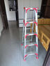 创硕 家用梯人字梯工程梯子铝合金梯货梯架 【五步梯红】加强加固款 实拍图