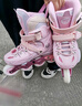 斯威（SWAY）溜冰鞋儿童男女童中小学专业轮滑鞋平花休闲滑冰旱冰鞋成人直排轮 【锁轮款】粉+一体支架+赛事头盔护具 S (适合3-7岁)日常鞋码27-32 实拍图