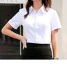 佐马仕短袖衬衫女夏季纯白免烫抗皱衬衫职业装冰丝修身商务正装衬衣女 DV2663V领白色斜纹 2XL /38（115-125斤） 实拍图