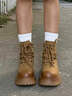 ZHR马丁靴女户外登山耐磨女靴美拉德风轻便厚底靴子女 JT28 黄色 37 实拍图