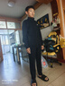 安踏（ANTA）加绒运动套装男士冬季保暖外套长裤跑步休闲运动衣服装两件一整套 【加绒针织】黑色外套+平口裤 M/170 实拍图