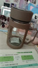 玻璃水杯商务杯大容量男女生带盖泡茶饮水礼品杯家用把手杯 咖色 500ml 1只 实拍图