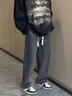 煋程裤子男春秋季牛仔裤男潮流百搭直筒宽松阔腿裤美式复古休闲裤长裤 K500深灰色 XL (建议体重130-140斤) 实拍图