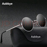 Aabbye新款偏光太阳镜墨镜防紫外线经典小圆框复古太子镜简约眼镜男女 02银框黑灰片 实拍图