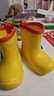 牧萌儿童雨鞋男童女童防水立体宝宝防滑耐磨卡通雨靴 黄色挖掘机 16码 实拍图