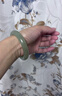 可玉可求和田玉手镯 女青白玉镯子 寓意福运满满 亲朋好友礼物 内径约53-54毫米 实拍图