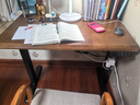 惠寻京东自有品牌 实木电动升降桌电脑桌家用学习桌子可升降办公书桌 【隐藏双电机】北美黑胡桃色 100*60（3CM实木桌面） 实拍图