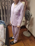 红豆居家睡衣女长袖纯棉春秋季透气翻领开衫女士睡衣家居服梦幻紫165/88A 实拍图