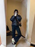 棉致穿搭高级感羽棉绒服女秋冬季2025年纯色洋气连帽设计感宽松外套女 黑色 M 实拍图