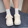靖话潮牌老爹鞋女2025秋冬季新款小个子增高6cm休闲鞋百搭厚底运动鞋 米白色 37 (235mm) 实拍图
