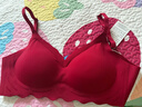曼可娇秋冬薄款无痕内衣女无钢圈美背小胸罩聚拢防下垂运动睡眠文胸套装 红色 M (适合34/75ABC) 实拍图
