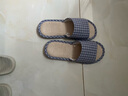 回力拖鞋男女款亚麻凉拖情侣居家休闲轻盈透气吸汗厚底耐磨地板拖 经典网格款HL1036兰色40码一41码 实拍图