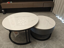 柏莱帝尼（Bolatine）实木茶几客厅岩板轻奢小户型可伸缩圆形茶几桌 黑架灰柜【80雪山白+60雪山白】 实拍图