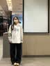 LDBE韩系字母印花条纹长袖T恤女2026新款宽松秋季穿搭慵懒风上衣打底 白色 L 【100-120斤】 实拍图