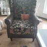 前序家具美式复古风繁花老虎椅布艺真皮拼接休闲椅法式客厅高背单人沙发椅 繁花老虎椅 实拍图