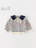 戴维贝拉（DAVE＆BELLA）女童毛衣儿童上衣学院风宝宝衣服小童针织衫秋冬新款小童服饰 蓝白条纹【现货】DB4237399 110 cm（建议身高100-110cm） 实拍图