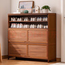 木马人鞋柜家用门口入户柜一体靠墙多层宿舍鞋架收纳换鞋凳储物玄关柜子 【百叶翻门】茶色-七层110长 实拍图