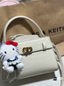 CHARLES&KEITH鳄鱼纹凯莉包手提斜挎婚包包女包生日礼物CK2-50270880-1 Ivory象牙色 S 实拍图