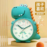 曲彤恐龙学生小闹钟起床神器音乐儿童男孩女孩时钟表专用桌面卡通静音 绿色笨笨龙 6英寸 实拍图