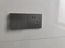 公牛（BULL） 开关插座86型暗装墙壁插座五孔插座网线网络大面板G12系列星空灰 三开单控 实拍图