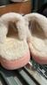 朴西冬季防水可拆卸棉拖鞋女士保暖室内厚底防滑可外穿 浅粉 40-41 实拍图